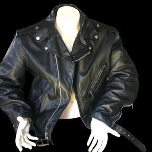Vintage 1970s Unisex "Excelled" Brando Style Leather Motorcycle Jacket – Size 50